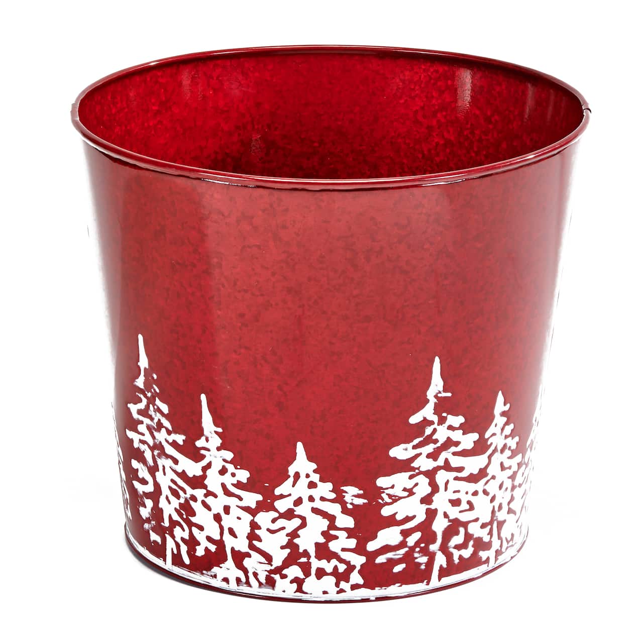 Red & White Christmas Planter Bucket with Tree Design, 2ct.
